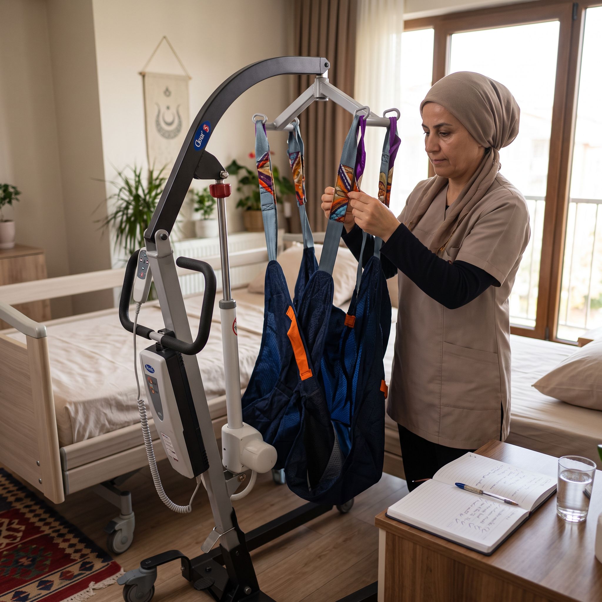 Bakım planı kontrolü yapılan hasta taşıma lifti
